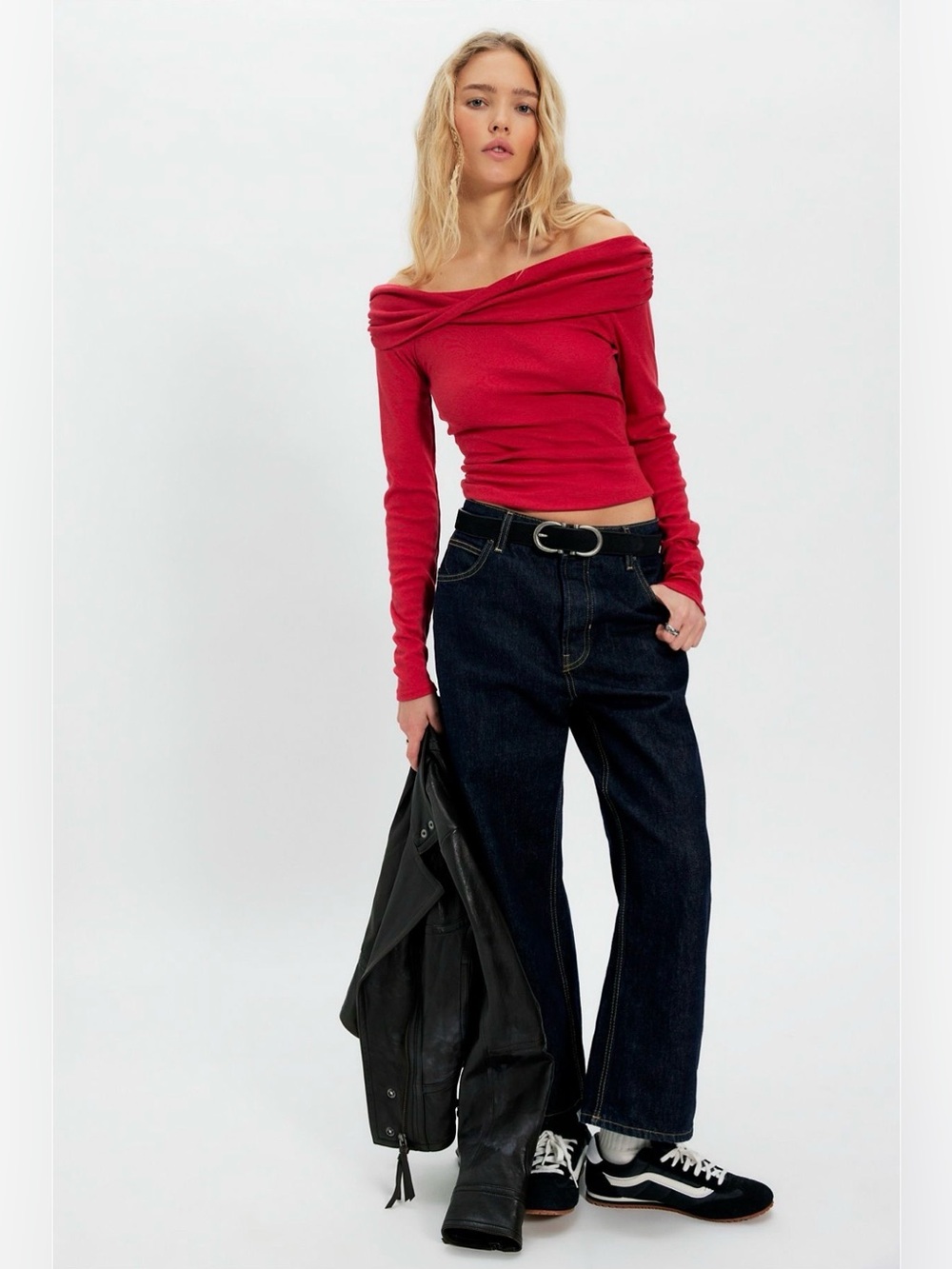 Free People, off the shoulder long sleeve blouse